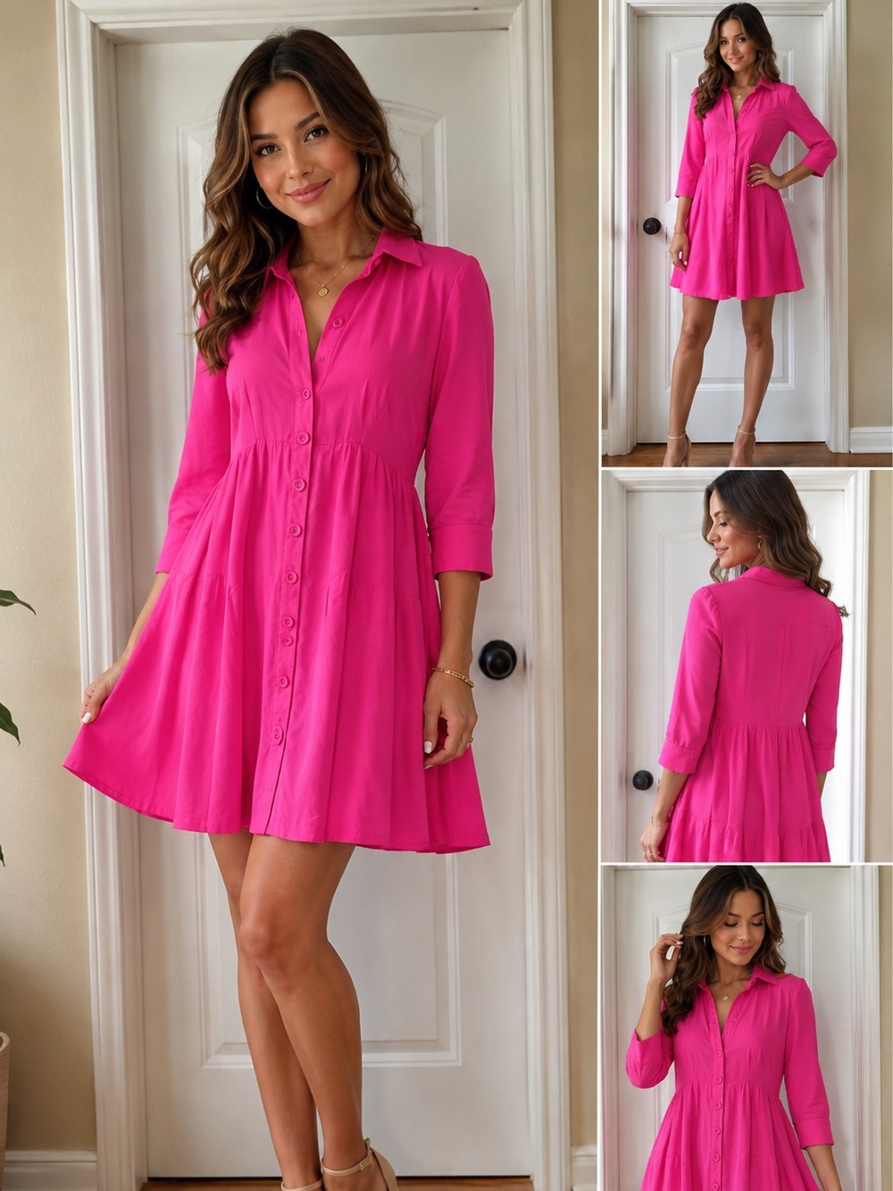 Nanette Lepore pink silk shirt dress size 2